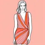 vibrant sleeveless pink dress with dark orange stripe image